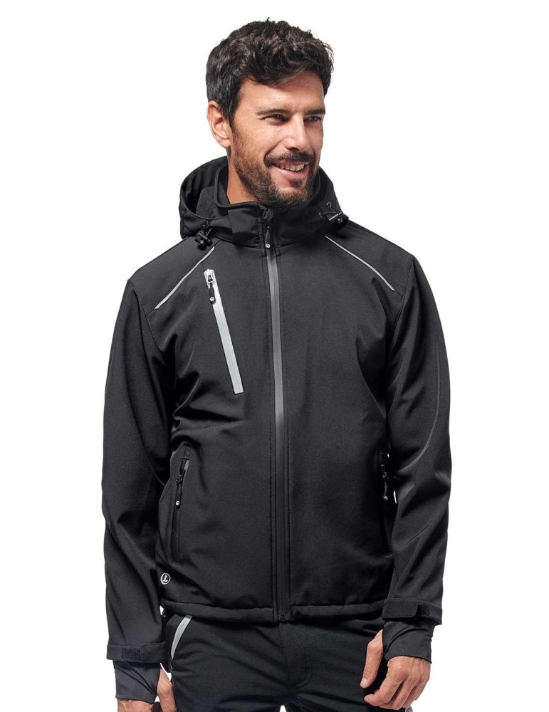 Black Logica soft-shell jacket with detachable hood