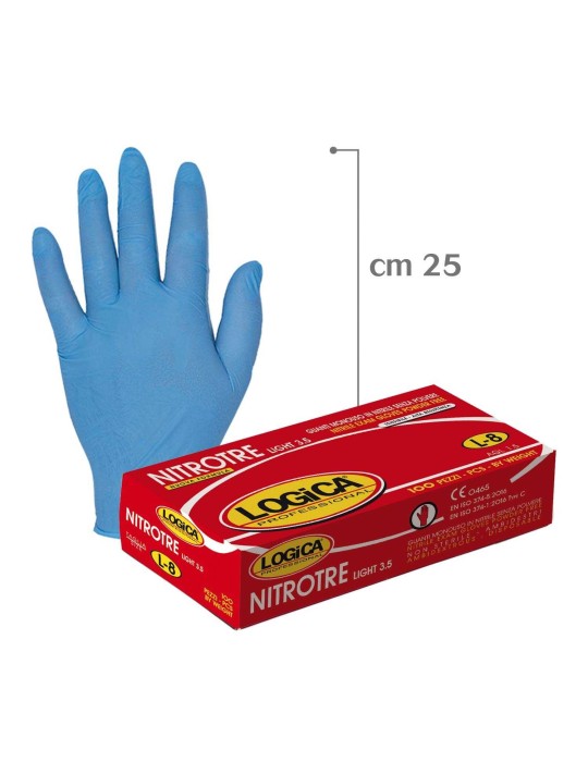 GUANTI NITRILE BLU SENZA POLVERE LOGICA  100PZ