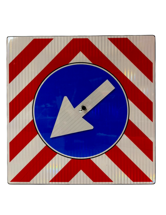 Pflicht-Durchfahrtsschild für sperrige Fahrzeuge mit rotierender Anzeige in Blech Klasse 1 Dimm. 90×90 cm