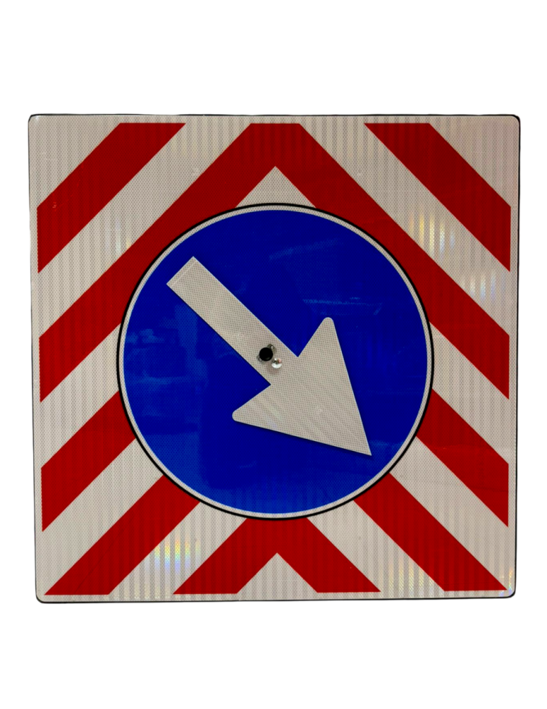 Panneau routier de passage obligatoire pour véhicules volumineux avec clignotant rotatif en tôle de classe 1 dim. 90×90 cm