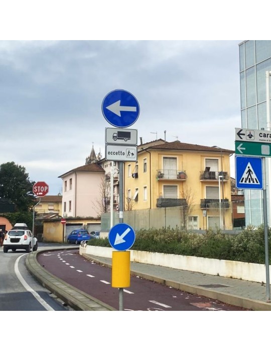 Pflichtpassageschild auf der linken Seite Scheibendurchmesser