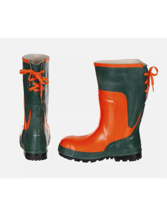 Botte de bûcheron en caoutchouc avec bout d’orteil en acier orange et vert et semelle intermédiaire Logica
