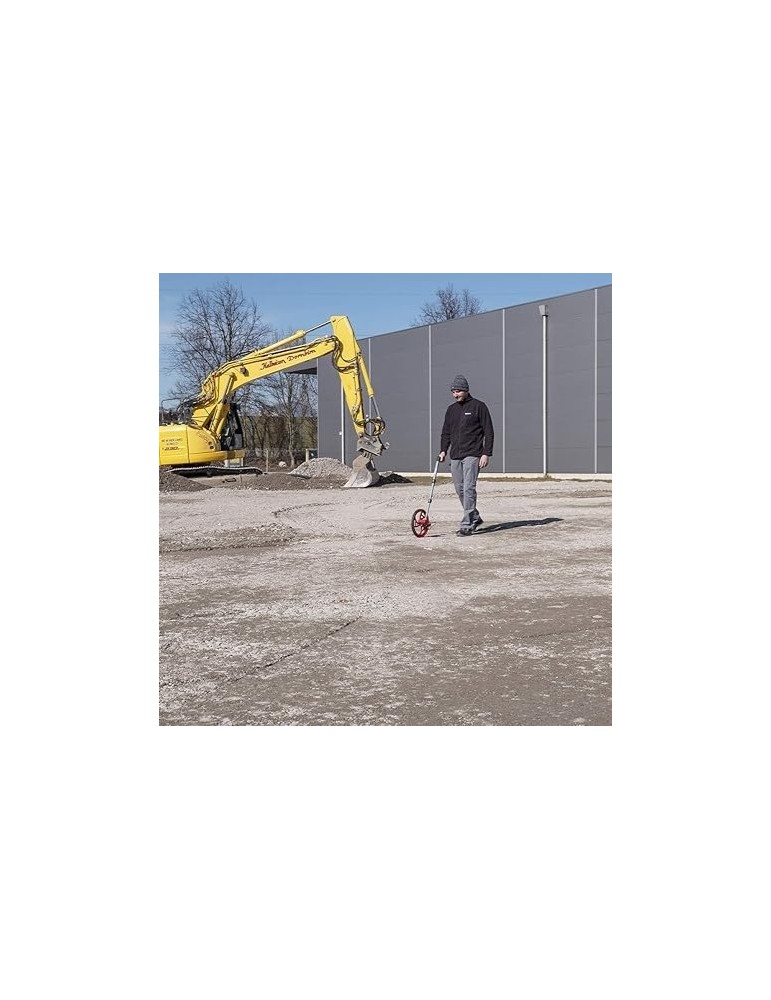 Misuratore stradale professionale a ruota pieghevole con display meccanico e pulsante di freno