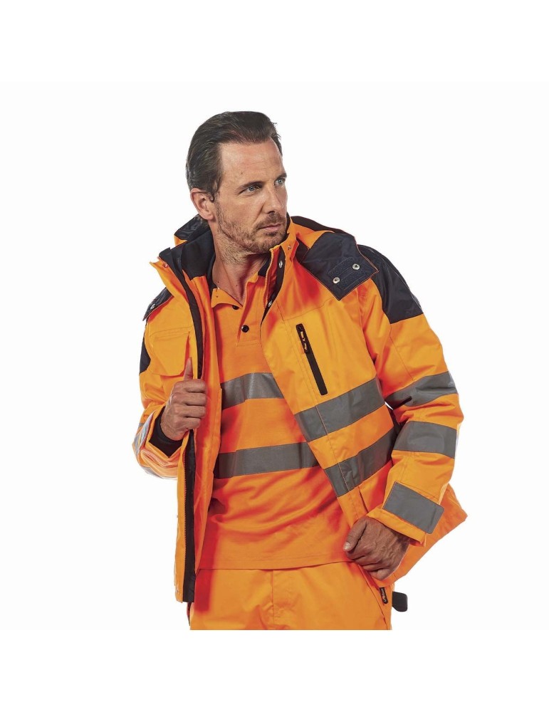 Rücken-Arbeitsjacke mit hoher Sichtbarkeit von U-power orangefarbenen Fluo HL162OF