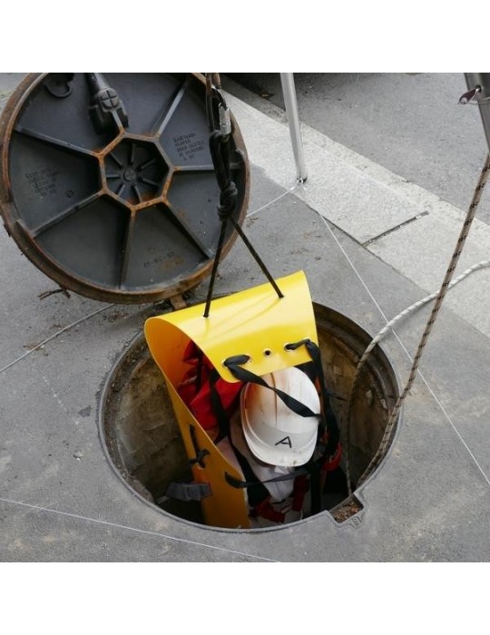 Civière roulable de récupération pour besoins de sauvetage en diamètre jaune. Logique 245x60