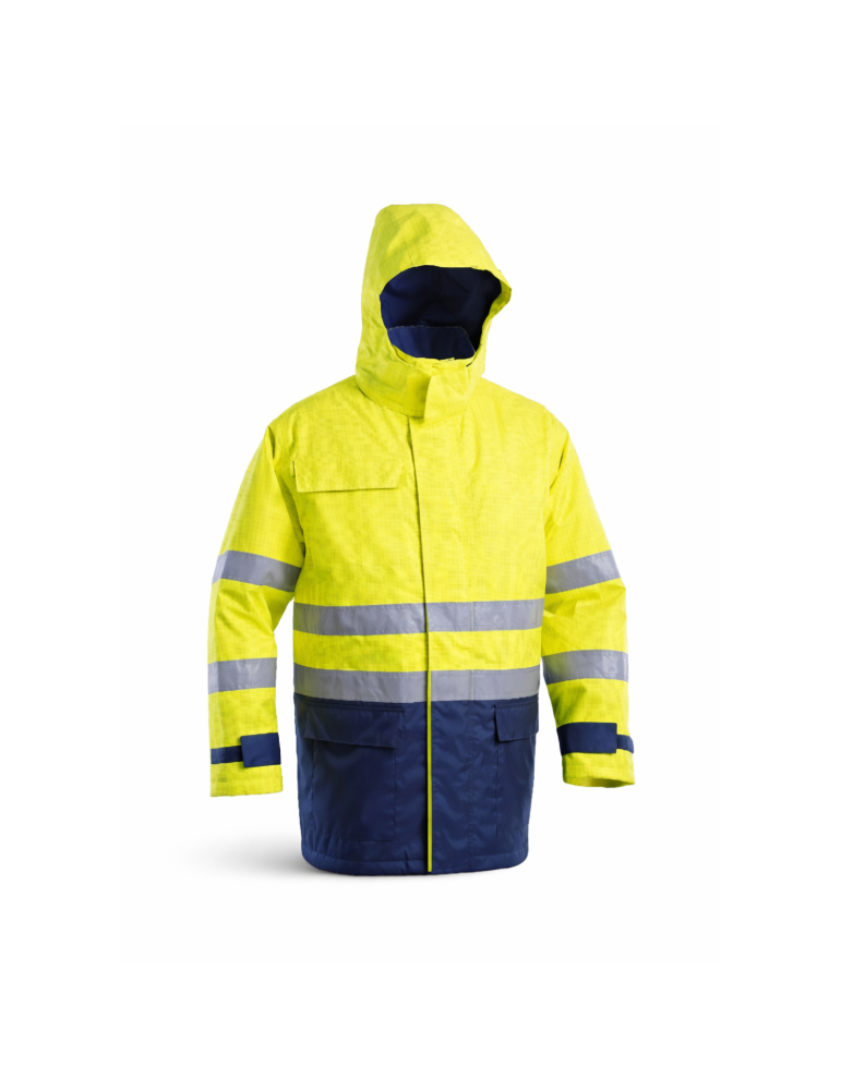 Parka trivalente rembourré à haute visibilité jaune et bleu Logica