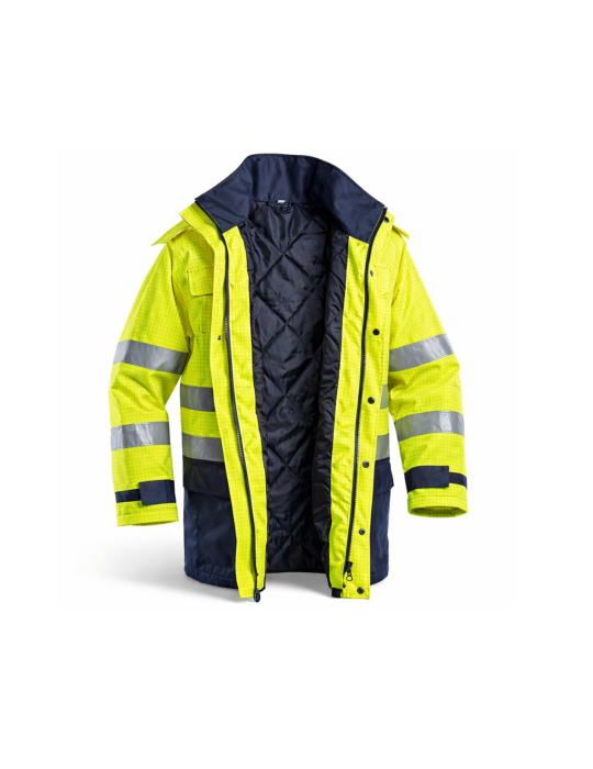 Parka trivalente rembourré à haute visibilité jaune et bleu Logica