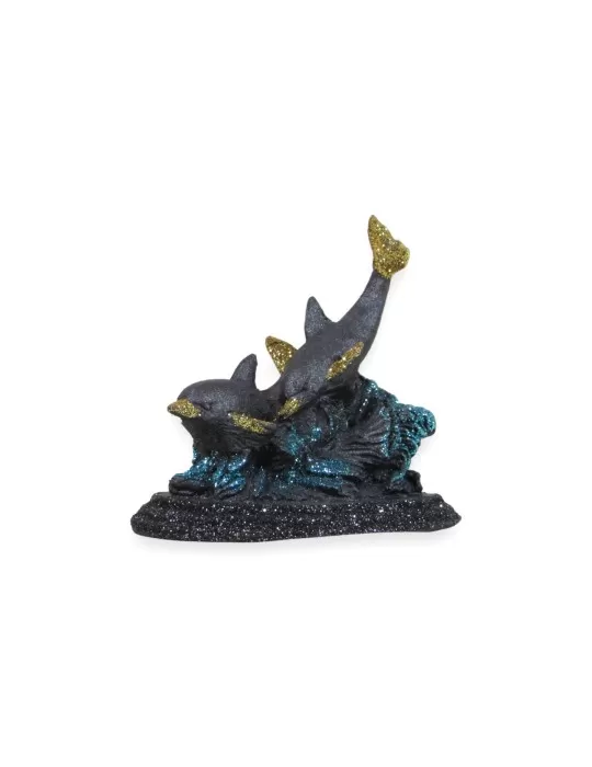 Lava stone dolphins with colorful decorations Lava stone dolphins with colorful decorations