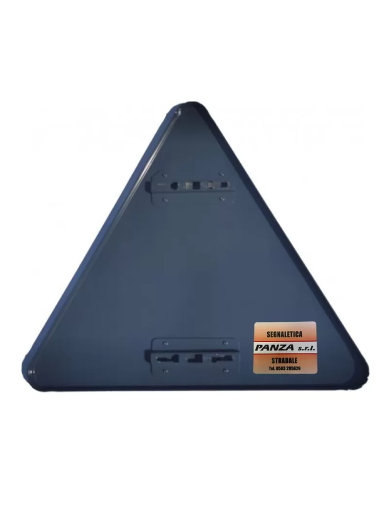 Triangle road sign side 90 in iron class 1 fig. 386 " asymmetrical bottleneck on the right "