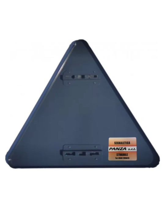 Triangle road sign side 90 in iron class 1 fig. 386 " asymmetrical bottleneck on the right "