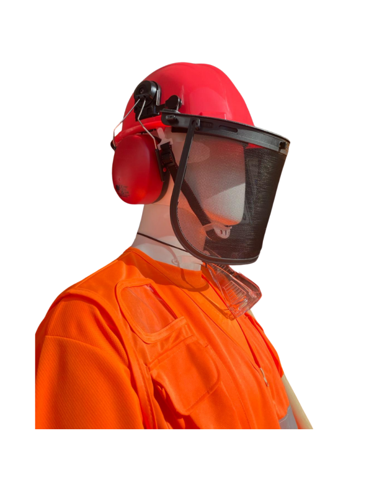 Cascos de trabajo. Equipo forestal barato con casco, auriculares y viseras...