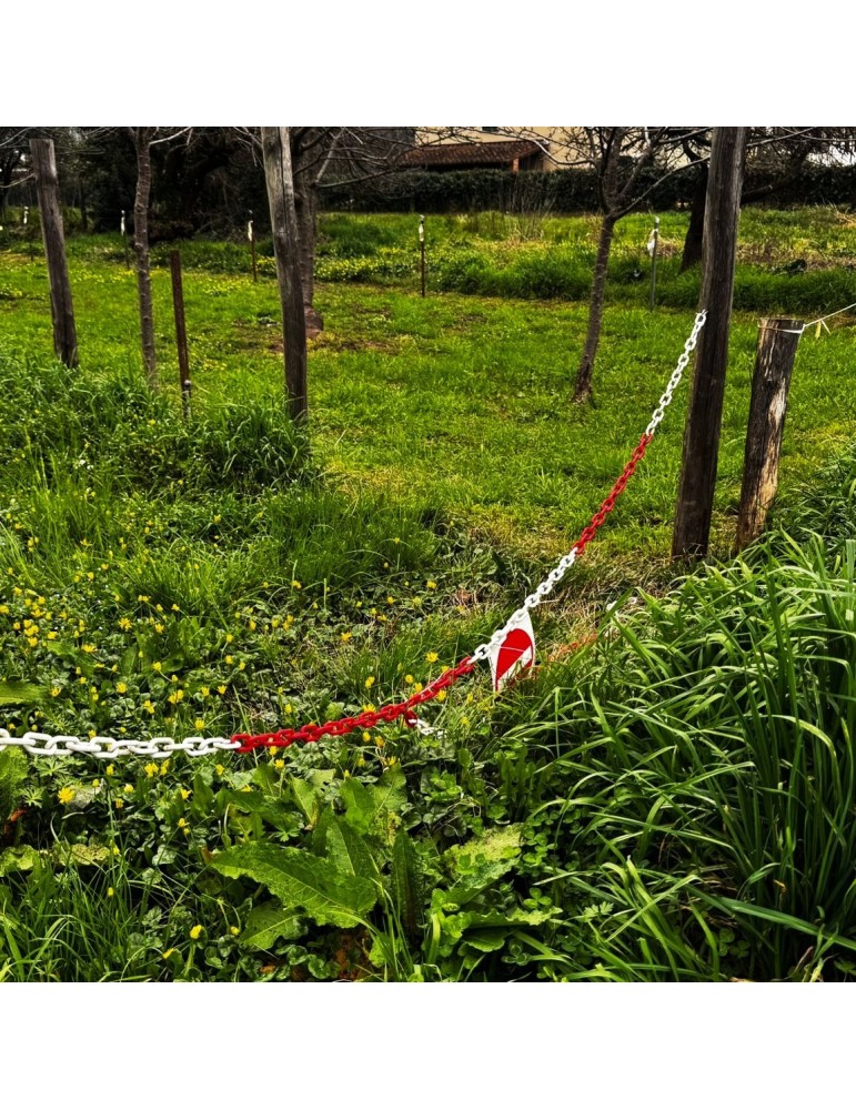 Elementos de la obra: cadena de PVC - 105 - blanco/rojo por metro de ...