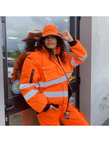 Orange nylon jacket with double band 2