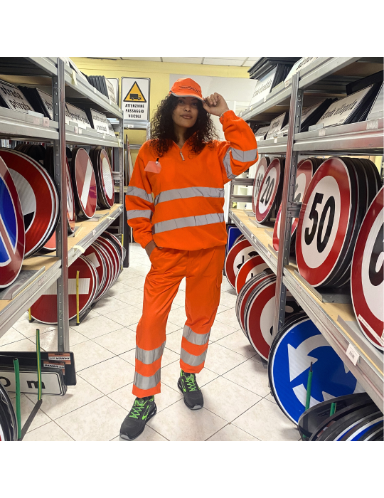 Pantalon orange haute visibilité avec poches 1580AX Sottozero polyester/coton