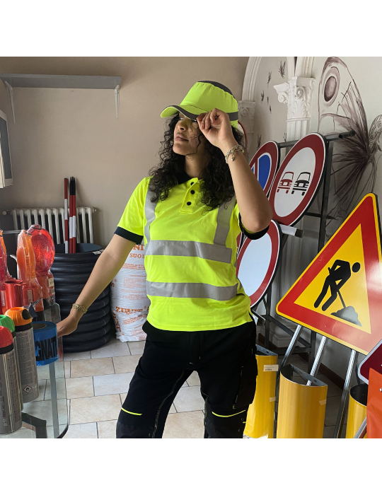 Hochsichtbares "Neon"-gelbes, fluoreszierendes Arbeits-Poloshirt von U-power