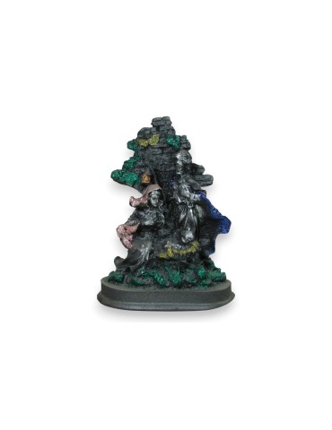 Belén artístico I en piedra volcánica con decoraciones coloridas