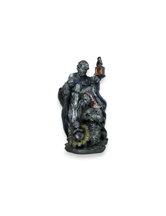 Nativity scene with lava stone lantern with colorful decorations Nativity scene with lava stone lantern with colorful decorations
