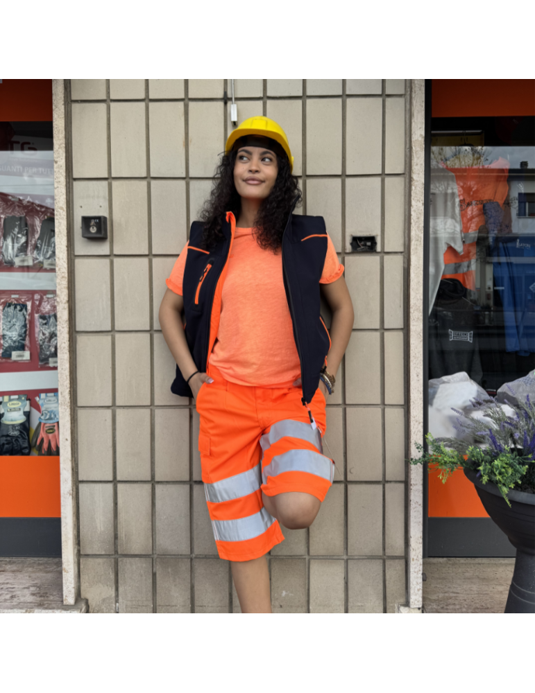 Short bermuda avec polycoton Logica orange à haute visibilité