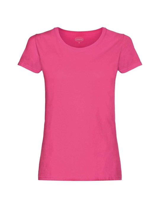 Damen-Logica pinkes 100% Baumwoll-T-Shirt