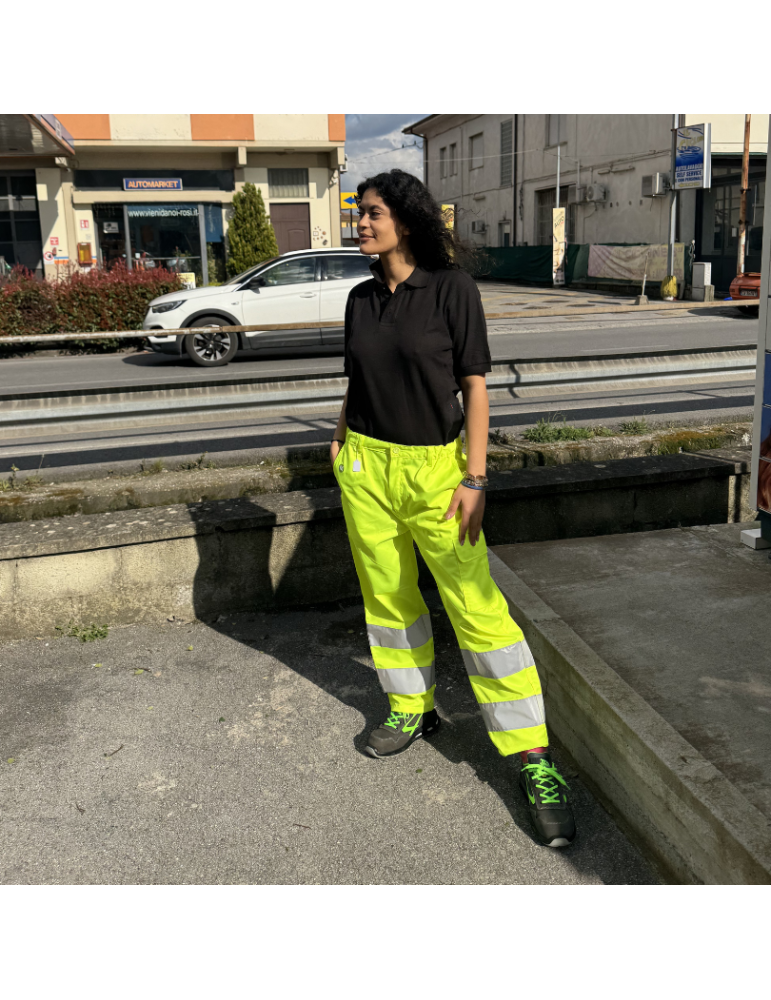 High visibility Yellow high visibility moleskin trousers of the...