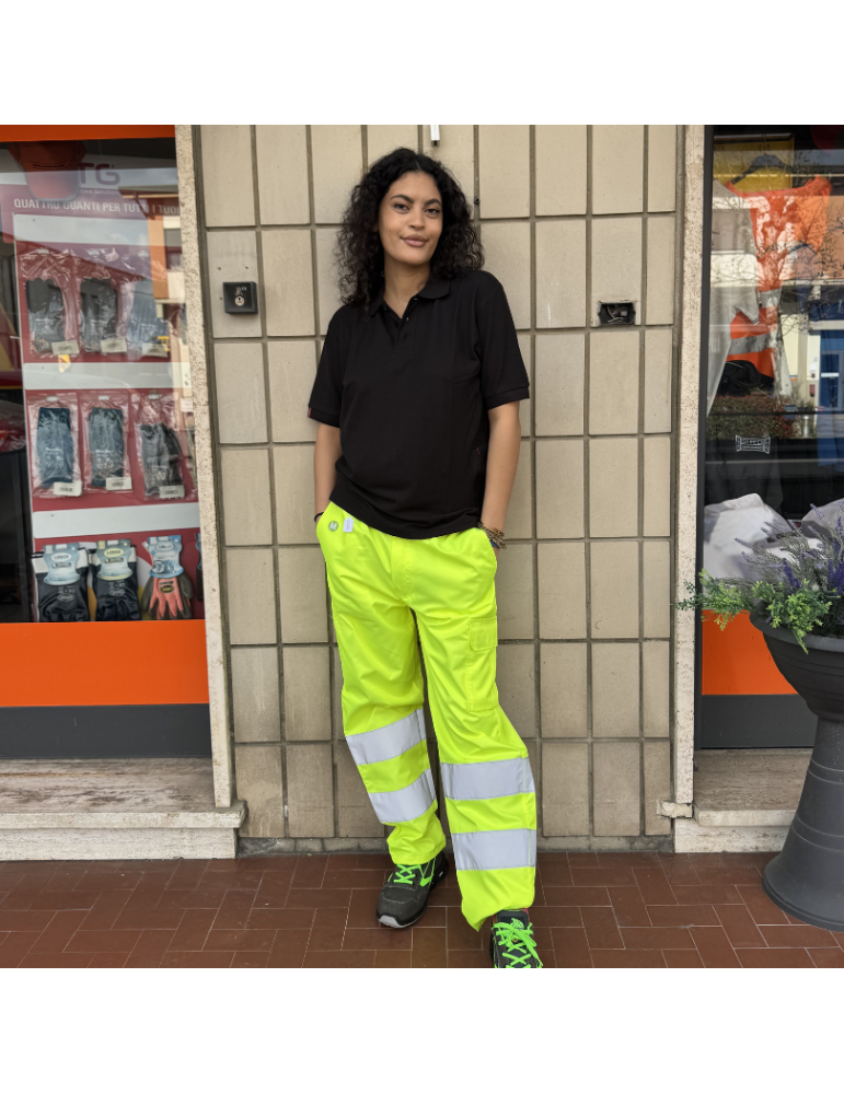High visibility Yellow high visibility moleskin trousers of the...
