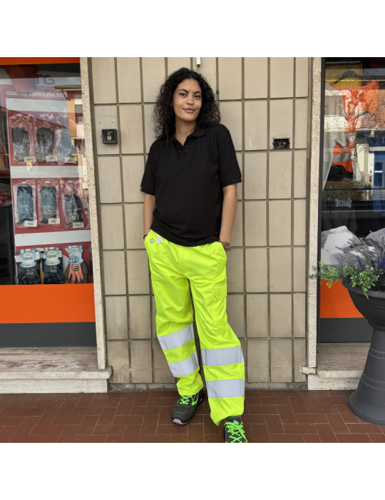 High visibility Yellow high visibility moleskin trousers of the...
