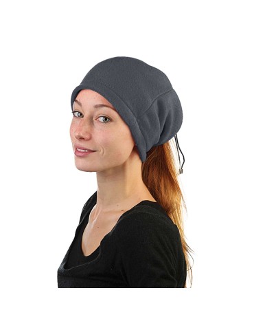 Grey multi-purpose fleece headband with elastic band 2