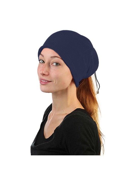 Logica multipurpose navy blue fleece neck warmer with elastic band