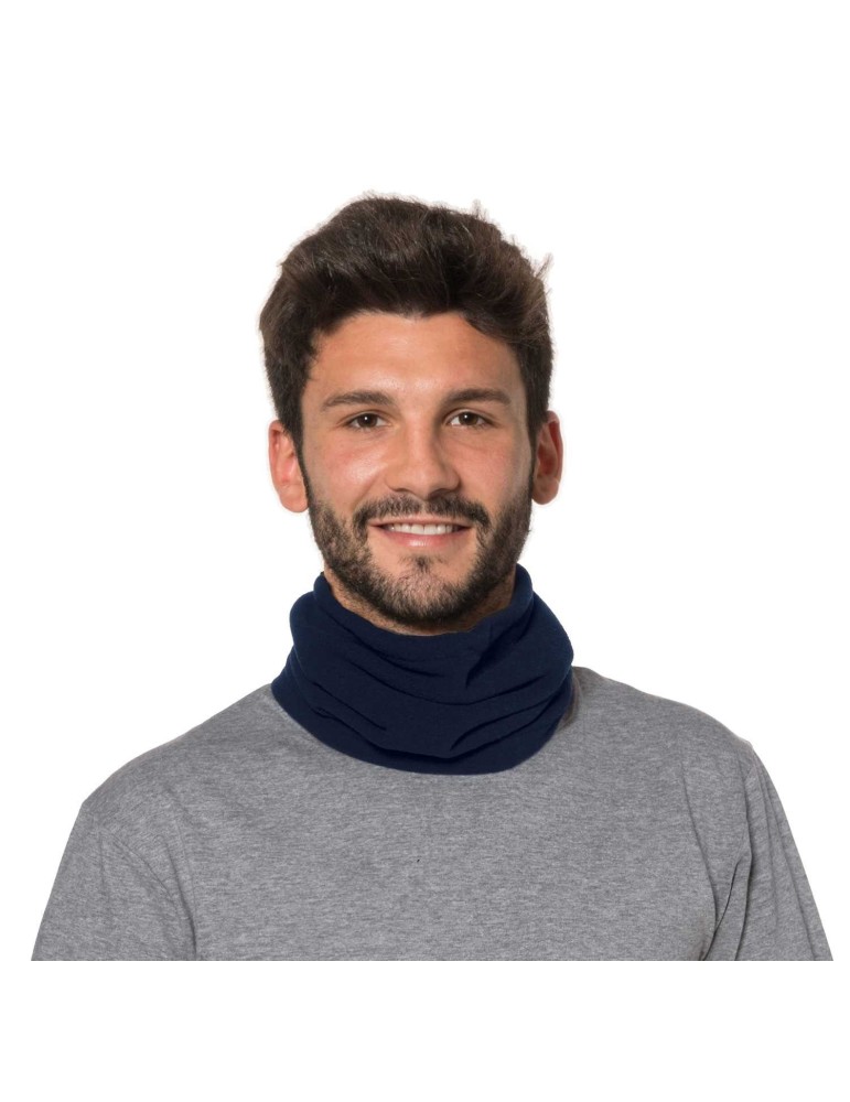 Fascia scaldacollo Collar blu navy multiuso Logica in pile con elastico