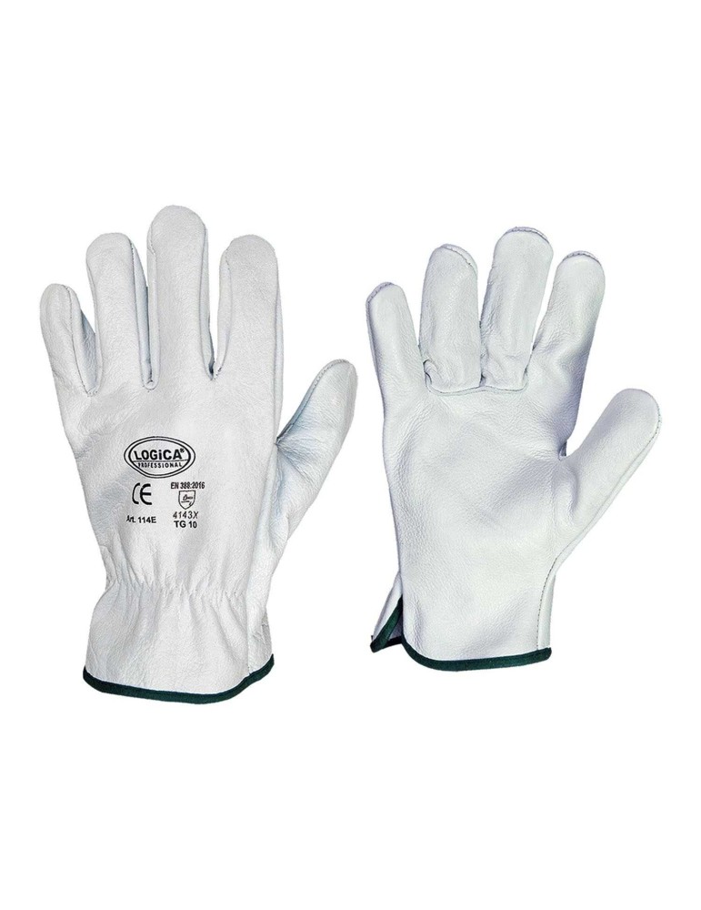 Work Gloves White Cow Grain Leather Gloves 4 Tips " 114e " d...