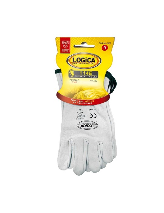 Gants de travail Gants de cuir en grain de vache blanc 4 embouts « 114e » d...