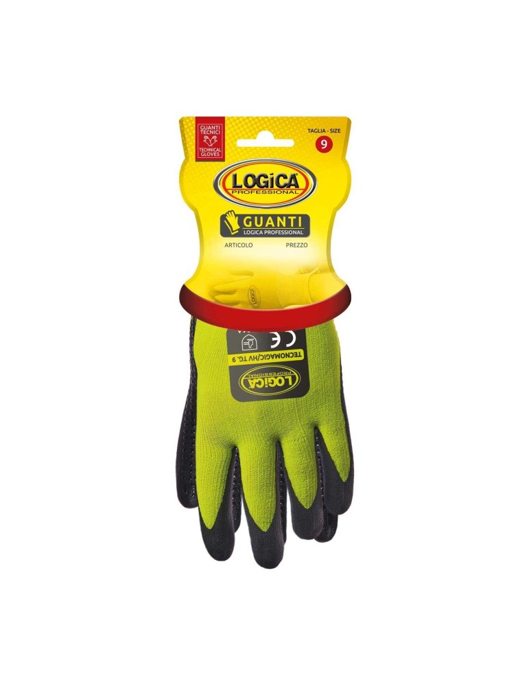 Guanti NBR Guanti giallo fluo nitrile nero con dorso areato della G...