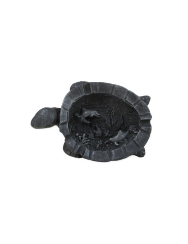 Turtle ashtray with dolphins in lava stone