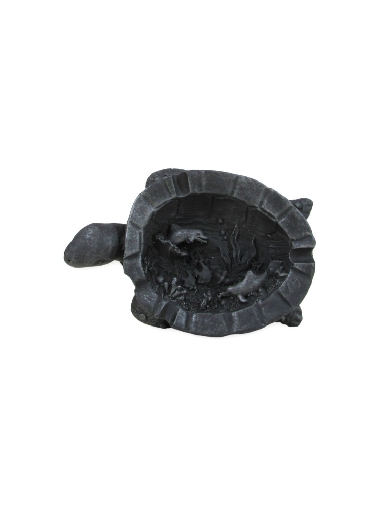 Turtle ashtray with dolphins in lava stone