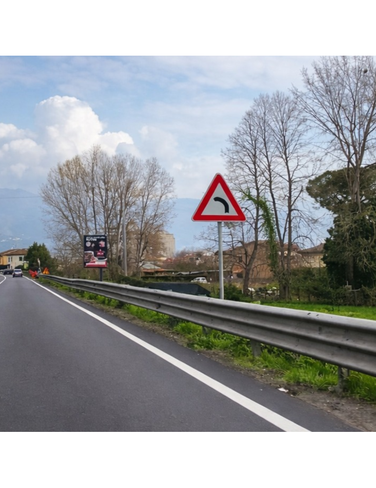 Cartello Stradale Curva pericolosa a sinistra Triangolo Lato 90