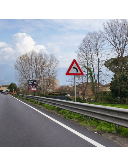 Cartello Stradale Curva pericolosa a sinistra Triangolo Lato 90