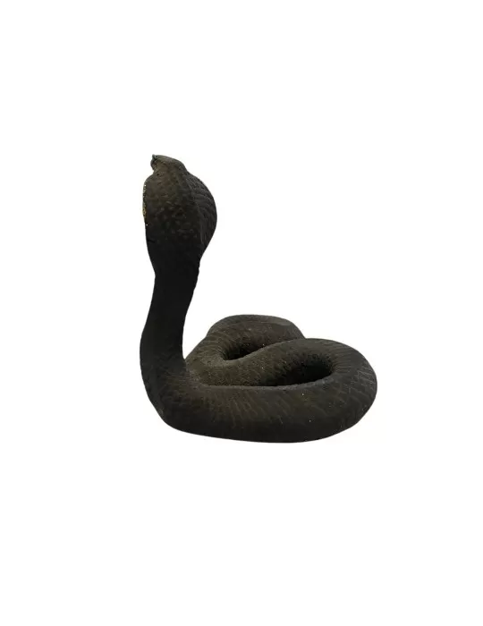 Cobra statua in pietra lavica con decorazioni colorate
