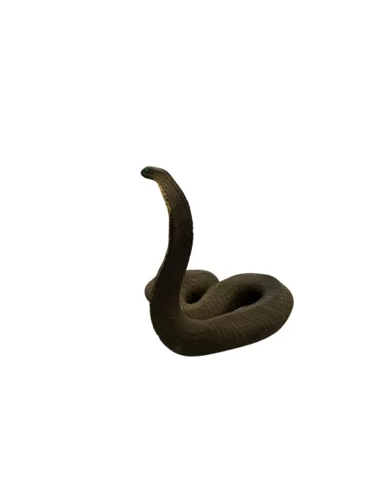 Cobra statua in pietra lavica con decorazioni colorate