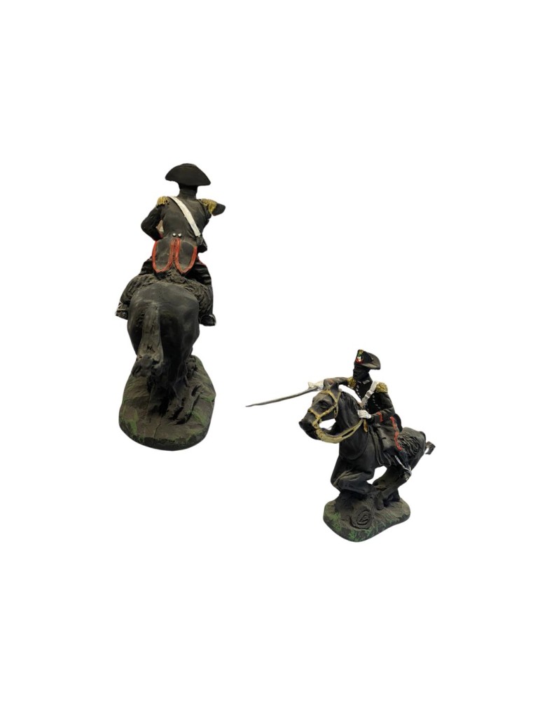 Carabiniere on horseback lava stone statue with colorful decorations