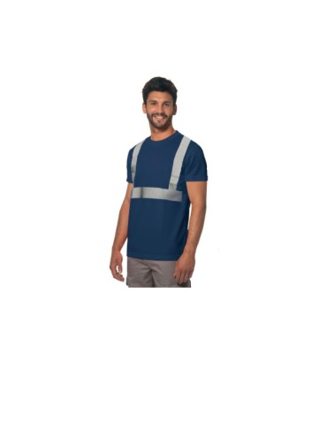 t-shirt blu con bande