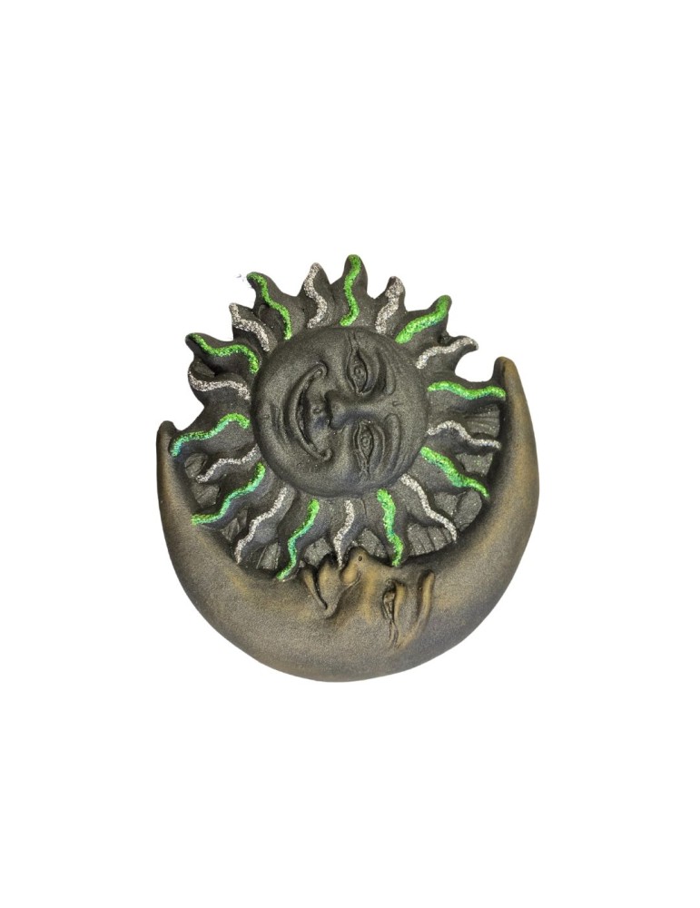 Sun Moon Figurine in Lava Stone