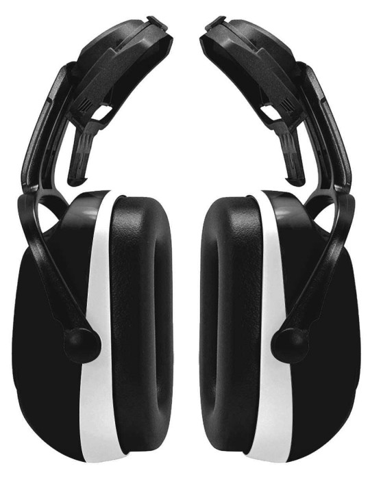 High attenuation earmuff with helmet attachment S