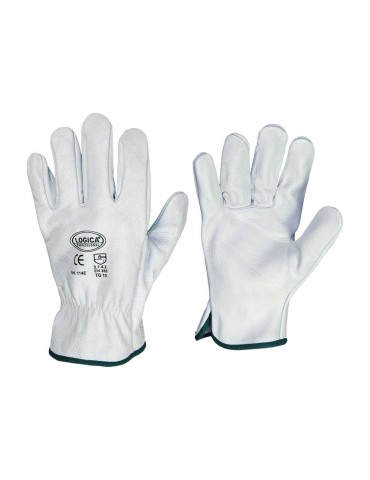 Guantes de cuero de grano de vaca blanco 4 puntas "114e"
