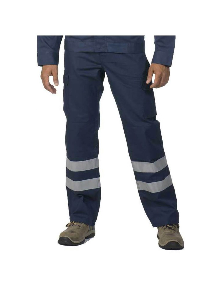 Pantalon en polycoton bleu avec double bande « 8030k2aid »