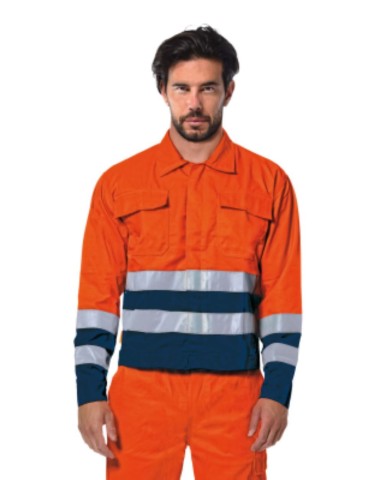Giubbino alta visibilit&agrave; arancio-blu