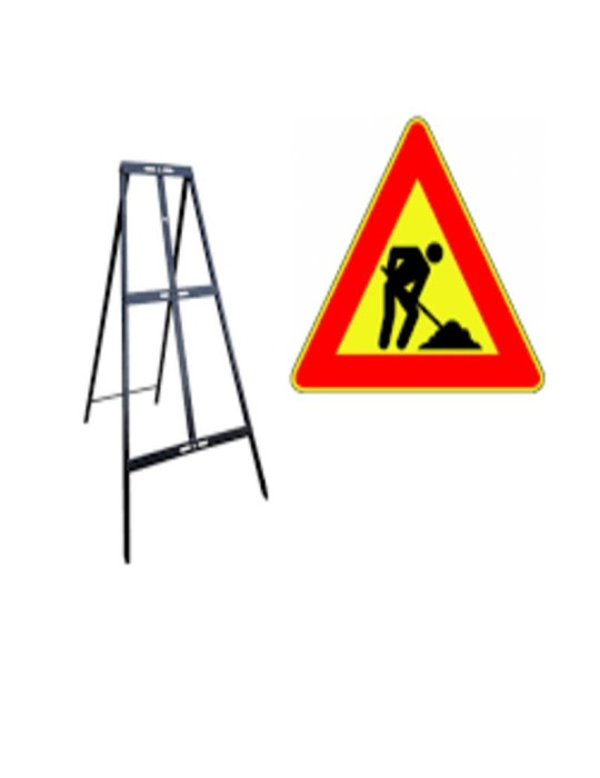 Triangolo lato 90 in ferro classe 1 fig. 383 " lavori in corso "