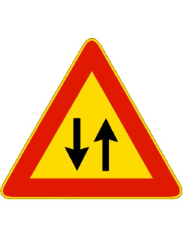 Lado triangular 90 en hierro clase 1 fig. 387 "tráfico bidireccional"