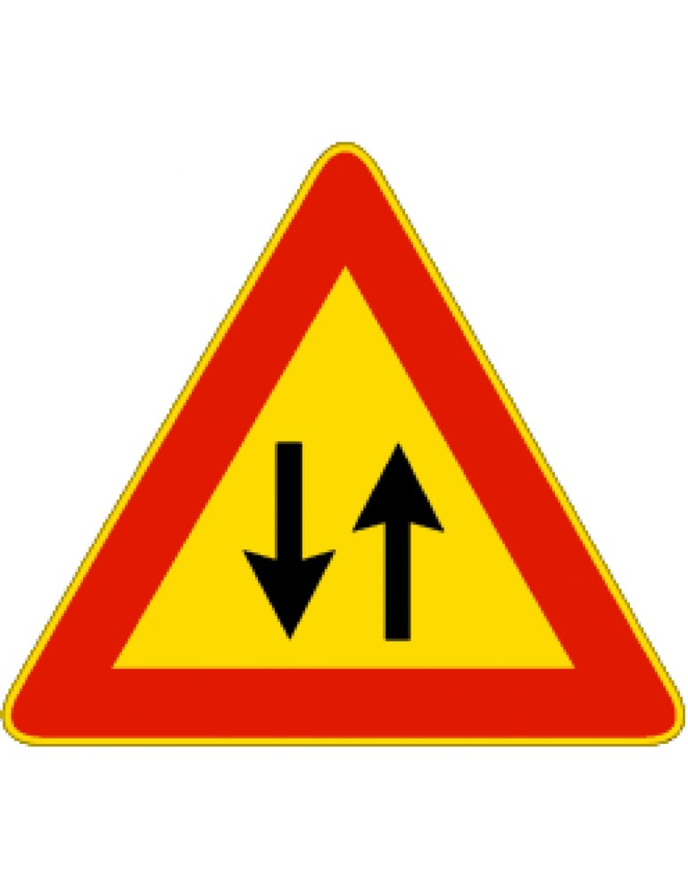 Lado triangular 90 en hierro clase 1 fig. 387 "tráfico bidireccional"