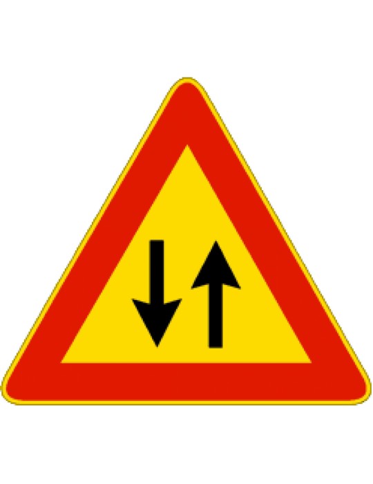 Côté triangle 90 en fer classe 1 fig. 387 « circulation à double sens »