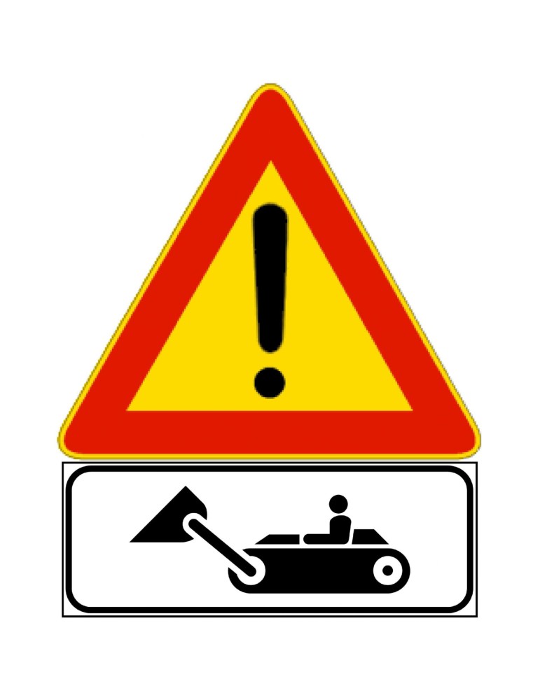 Pannello integrativo in lamiera classe 1 80x27 mod. 6/g " mezzi di lavoro in azione "